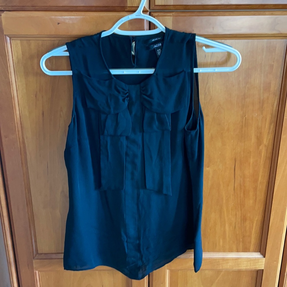 100% silk blouse - bow detail in front, size small